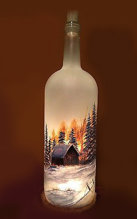 Бутылки с зимним пейзажем